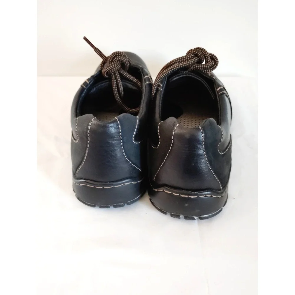Born Nigel Men'9.5 Black Leather Lace Up Streetwear Biker Casual Oxford Shoes
